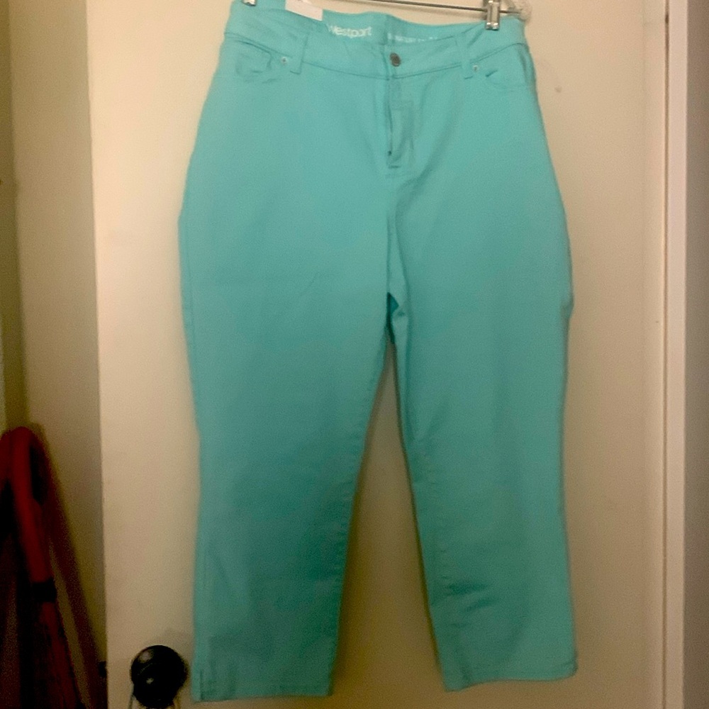 Capri stretch denim in beautiful light turquoise